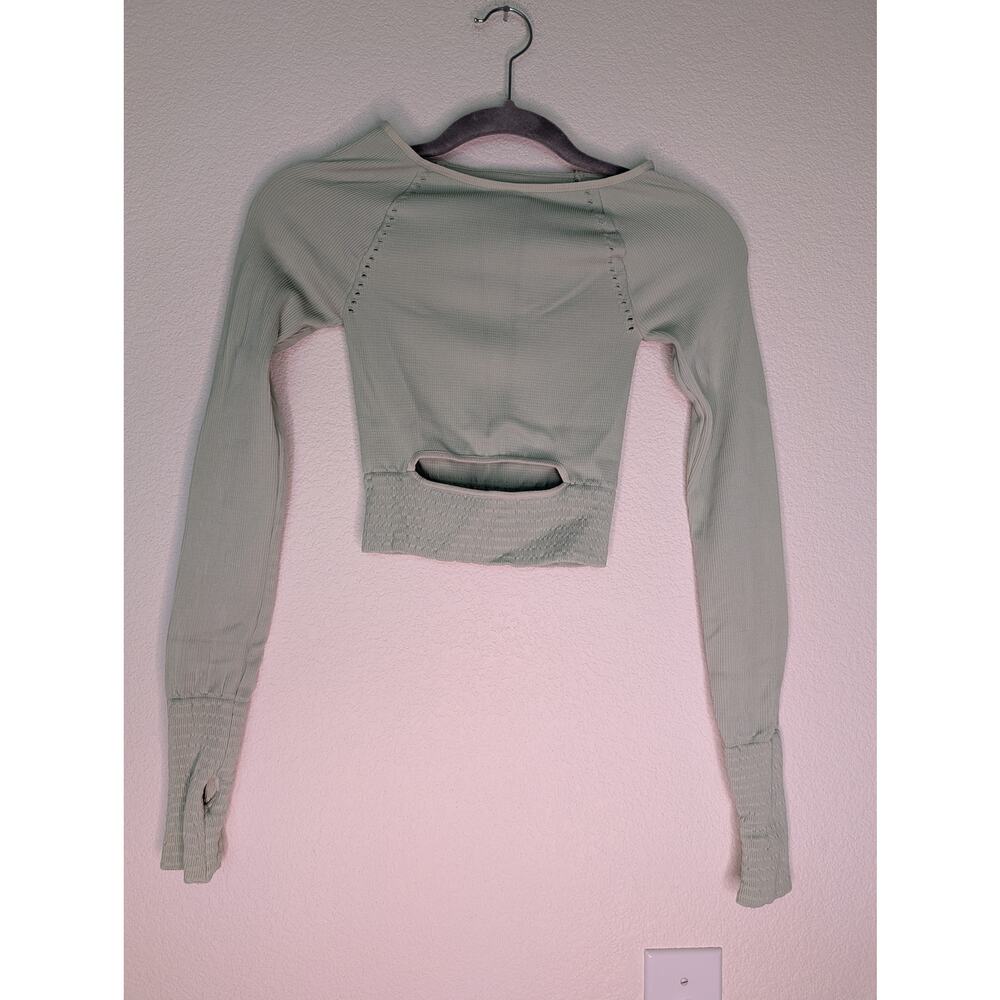 Free People Movement Good Karma Long Sleeve Crop Top XS/S Green Athleisure Yoga